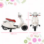 Moto Elettrica per Bambini con Licenza Ufficiale Vespa, 2 Rotelle, Luci e Suoni, 108x49x75 cm, Bianca - immagine 3