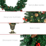 Decorazioni Natalizie, Set 4 Pezzi con 2 Alberelli di Natale Φ40x90 cm, Ghirlanda Natalizia e Corona di Natale - immagine 7