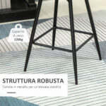 Set 2 Sgabelli da Bar con Schienale e Poggiapiedi in Stile Nordico in Metallo e Velluto, color Crema, 45x47x84 cm - immagine 6