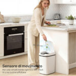 Cestino Rifiuti da 12L a Infrarossi con Secchio Rimovibile, in Acciaio Inox, ABS e PP, 28x22x41 cm, Bianco - immagine 4