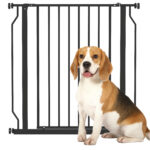 Cancelletto per Cani Estensibile e Regolabile per Scale e Porte, in Acciaio e ABS, 75-85x76 cm, Nero