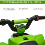 Quad Elettrico per Bambini con Batteria Ricaricabile 6V e Marcia Avanti e Indietro, 72x40x45,5 cm, Verde - immagine 5
