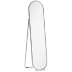 Specchio a Figura Intera da Terra con Supporto Pieghevole, Vetro e Metallo, 40x4x160 cm, Argento