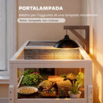 Casetta Tartarughe Rialzata con Divisorio, Vassoio Estraibile, in Legno e PS, 104x53x82 cm, Grigio e Bianco - immagine 7