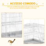 Gabbia per Uccelli in Metallo con Posatoi, Ciotole per Cibo e Maniglia, 60x41x41cm - immagine 5