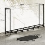 Legnaia da 0,8m³ Regolabile con Telo Impermeabile e Catene in Acciaio, 235x31x116 cm, Nero - immagine 3