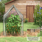 Mini Serra da Giardino con 2 Porte Avvolgibili e Copertura in PE 90x90x145cm, Trasparente - immagine 7