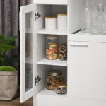 Credenza Moderna con Armadietti e Cassetto in Legno e Vetro, 60x40x95cm, Bianco - immagine 9