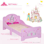Letto per Bambini 3-6 Anni in Legno con Bordi Rialzati, 143x73x60 cm, Rosa - immagine 6