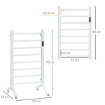 Scaldasalviette Elettrico a 8 Barre con Timer e Controllo Temperatura, 50x45x80 cm, Bianco - immagine 3