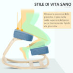 Sedia Ergonomica con Inginocchiatoio in Legno di Betulla e Cuscino, 51x69x58cm, Blu - immagine 6