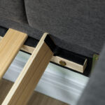 Letto Singolo con Secondo Letto Estraibile, Rivestimento in Tessuto e Braccioli, 205x181x70 cm, Grigio Scuro - immagine 9