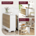 Tavolo Rettangolare Allungabile con 2 Cassetti e un Armadietto in Legno, 140x76x74 cm, Bianco e Color Legno - immagine 5