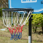 Canestro Basket con Altezza Regolabile 197,5-245cm, Base con Ruote e Tabellone, Blu - immagine 9