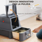 Lettiera per Gatti Chiusa da 80L con Vassoio Estraibile, in ABS e Acciaio Inox, 63x43x43 cm, Grigio Scuro - immagine 4