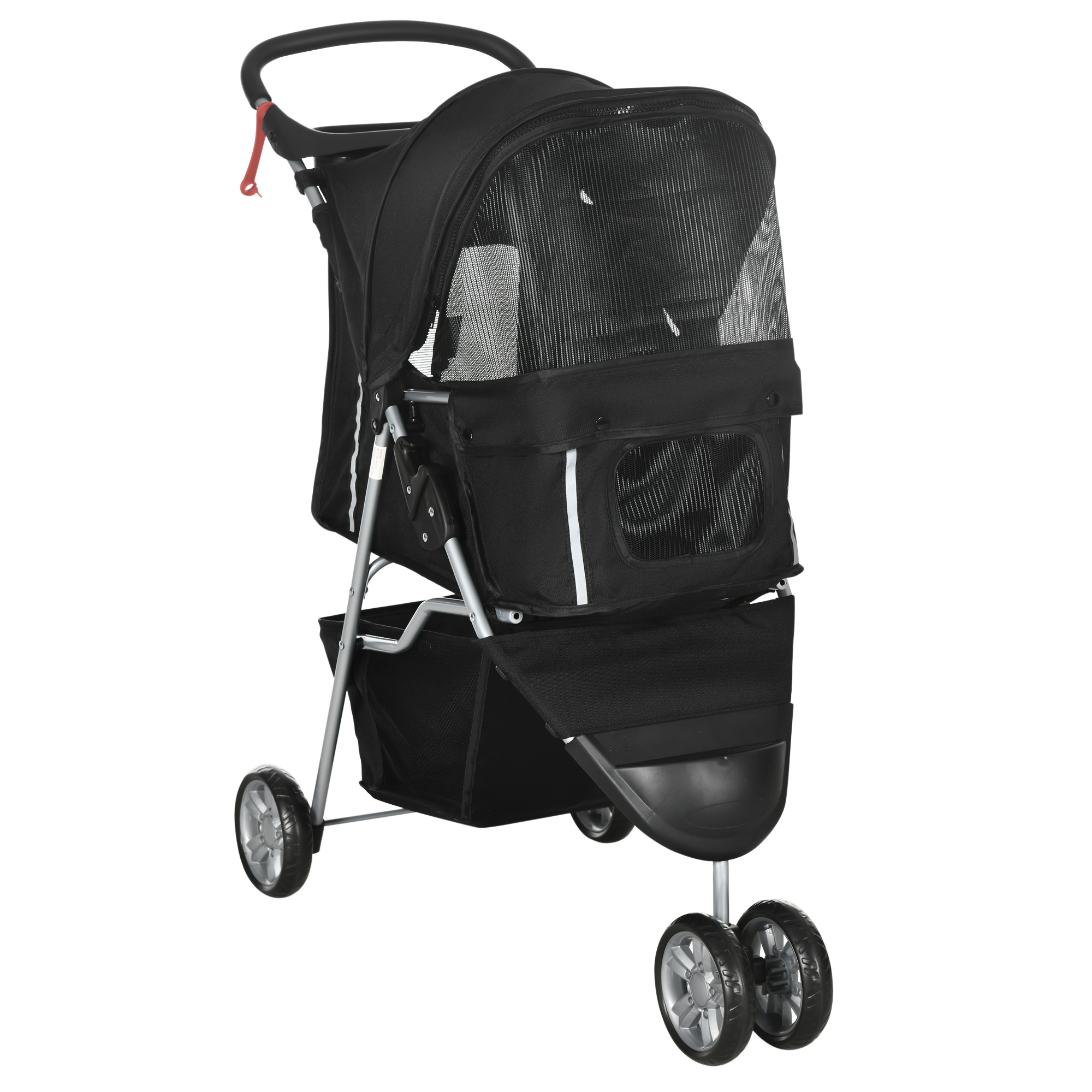 P5m8d71944ea8c0f8.jpg Passeggino per Cani Piccoli Pieghevole con Ruote Girevoli e Freno, 75x45x97 cm, Nero - immagine 1