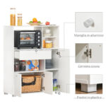 Mobile Cucina per Microonde con Armadietti, Mensole e Cassetto, Credenza Moderna in Legno 90x40x120cm Bianco - immagine 6