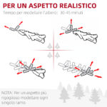 Albero di Natale Artificiale Alto 180 cm con 818 Rami e Base in Acciaio per Interni, Verde - immagine 7