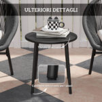 Set da Giardino con 2 Sedie con Cuscino e Tavolino da Caffè in Acciaio e Rattan PE, Nero - immagine 7