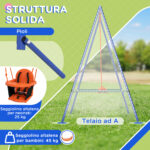 Altalena da Giardino 2 in 1 per Neonati e Bambini da 6 Mesi a 8 Anni, Arancione e Blu - immagine 4
