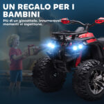 Quad per Bambini Elettrico 12V con Fari e Batteria Ricaricabile, Età 3-5 Anni, 1x65x73cm, Rosso - immagine 8
