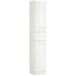 Colonna Bagno con Cassetto e 2 Armadietti Bianco Lucido, 30x28x170cm