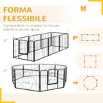 Recinto per Cani a 8 Pezzi Modulabili per Interno ed Esterno, Facile da Riporre, in Acciaio, 80x60 cm, Nero - immagine 4