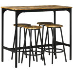 Set da Bar 5 pezzi con Tavolo alto e 4 Sgabelli Stile Industriale, Marrone e Nero
