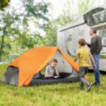 Tenda da Campeggio 2 Posti con 2 Vestiboli, 2 Porte, 2 Finestre e Borsa di Trasporto, 2,8x2,25x1,1 cm, Arancione - immagine 2