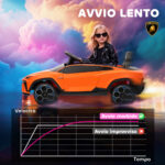 Macchina Elettrica per Bambini con Clacson e Telecomando, Auto con MP3 e USB/AUX, luci LED, Licenza Lamborghini, Arancione | Aosom Italy - immagine 7