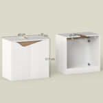 Mobile Sottolavabo con 2 Ante Ammortizzate per Lavabo Senza Piedistallo, 60x35x57,9 cm, Bianco - immagine 3