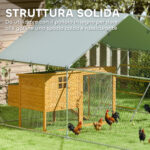 Recinto per Galline da 12m² per 12-18 Animali con Tetto Impermeabile, Mangiatoia e Posatoio, 3x4x1,9m, Argento - immagine 8