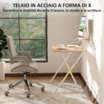 Scrivania Pieghevole con Ripiano per Monitor, 81,5x62x86,5 cm, Legno e Bianco - immagine 6