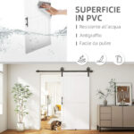 Porta Scorrevole in Stile Country con Binario e Maniglia in Legno e Acciaio, 106,6x213,4 cm, Bianco e Nero - immagine 4