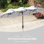 Ombrellone da Giardino Doppio Inclinabile con Apertura a Manovella, 295x152x222cm, Bianco - immagine 7