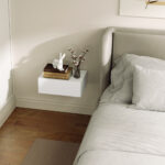 Comodino Sospeso Moderno con Cassetto, in Legno, 40x30x15 cm, Bianco - immagine 9