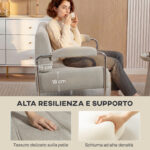 Divano 2 Posti Moderno Rivestito in Ciniglia Beige, in Acciaio, Spugna e Pannello Multistrato, 120x73x76 cm - immagine 4