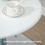 Tavolo Rotondo da Bar con Piano Girevole, Altezza Regolabile con Leva a Gas e Base in Acciaio, Φ61x76-97cm, Bianco - immagine 9