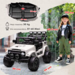 Fuoristrada per Bambini con Fanali, Clacson, Cintura e Telecomando, in PP e Metallo, 99x66x68,5 cm, Bianco - immagine 3