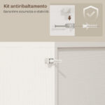 Credenza Cucina con Prese Elettriche, Luce LED, Portabottiglie e Ante Scorrevoli, 1x38x180 cm, Bianco - immagine 8