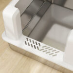 Lettiera per Gatti Impermeabile con Pareti Rialzate, Vassoio e Paletta, in ABS, 71x50,8x35,5 cm, Bianco - immagine 9
