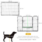 Recinto per Cani e Cuccioli con 16 Pannelli Modulabili e 2 Ingressi, 80x1,5x60cm - immagine 3