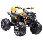 Quad per Bambini Elettrico 12V con Fari e Batteria Ricaricabile, Età 3-5 Anni, 1x65x73cm, Giallo