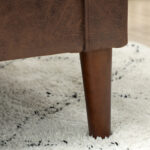 Divano 2 Posti Moderno con Rivestimento in Tessuto Effetto Pelle Traspirante e Gambe in Legno, 130x78x85 cm, Marrone Scuro - immagine 9