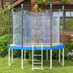 Copertura Tappeto Elastico Ø305x30 cm Pieghevole e Portatile, in Plastica, PE e Schiuma, Multicolore - immagine 8