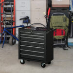 Carrello da Officina con 7 Cassetti, Serratura con Chiavi, Ruote e Maniglia, 69x33x75cm, Nero - immagine 2