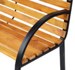 Panca in Legno 2 Posti, Panchina da Esterno, Giardino, Balcone o Terrazzo 122x60x83cm, Nero e Color legno - immagine 9