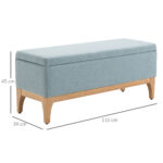 Panca Imbottita Contenitore in Tessuto con Design Scandinavo, 110x39x45Acm - Azzurro - immagine 3