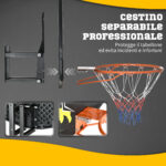 Canestro Basket per Bambini e Adulti da Indoor e Outdoor in Acciaio e PE, 110x90x70 cm, Nero e Giallo - immagine 6