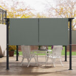 Copertura per Gazebo Pergola 3x3 m in Poliestere con Tasche e Cinghie, 488x122 cm, Grigio Carbone - immagine 9